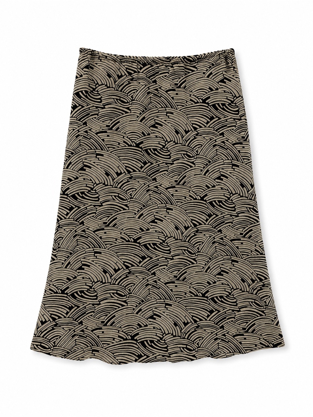 Josephine Chaus 100% Silk Printed Midi Skirt Size 6 Black Cream